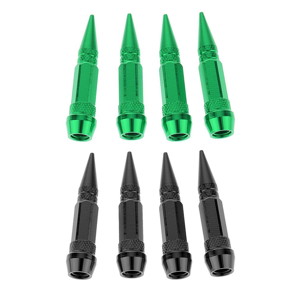 8pcs Spike Wheel Tire Valve Stem Car Truck Air Caps Covers 60mm Black Green