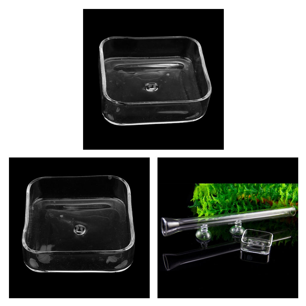 3 Pcs Aquarium Fish Tank Shrimp Feeding Food Dish Feeder Container Square