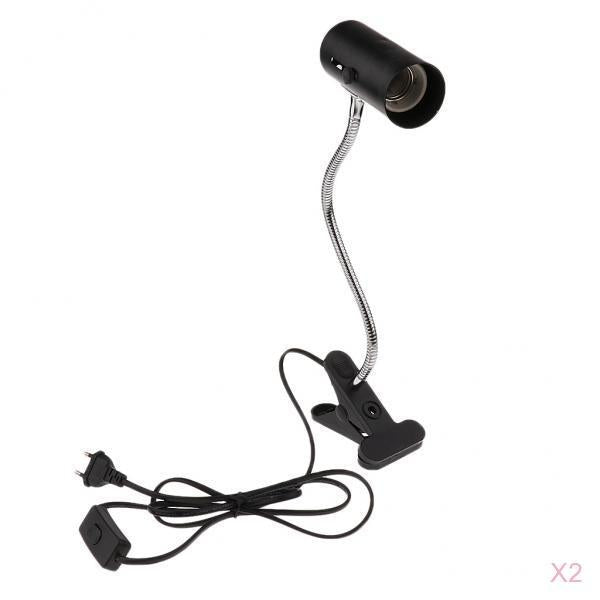 2 Pcs Gooseneck Reptile Ceramic Heating Light Bulb Lamp Holder E27 EU Plug