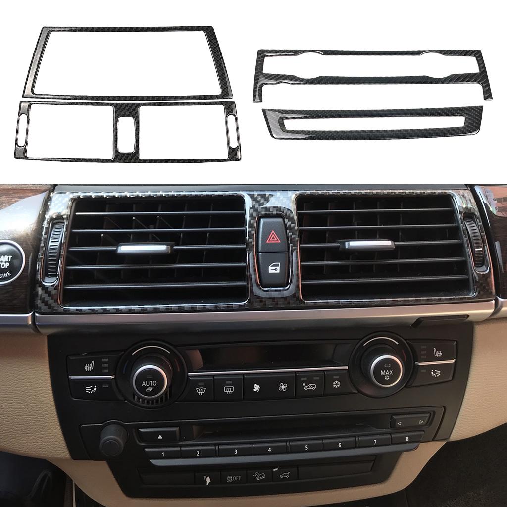 Carbon Fiber Car Air Condition Outlet CD Panel Frame for e70 e71 X5 X6