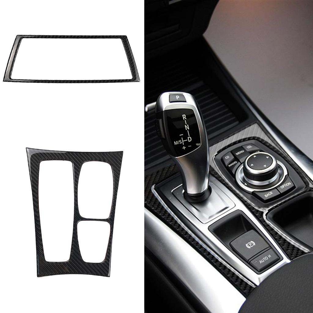 Carbon Fiber Gear Shift Box GPS Navigation Panel Trim For e70 e71 X5 X6