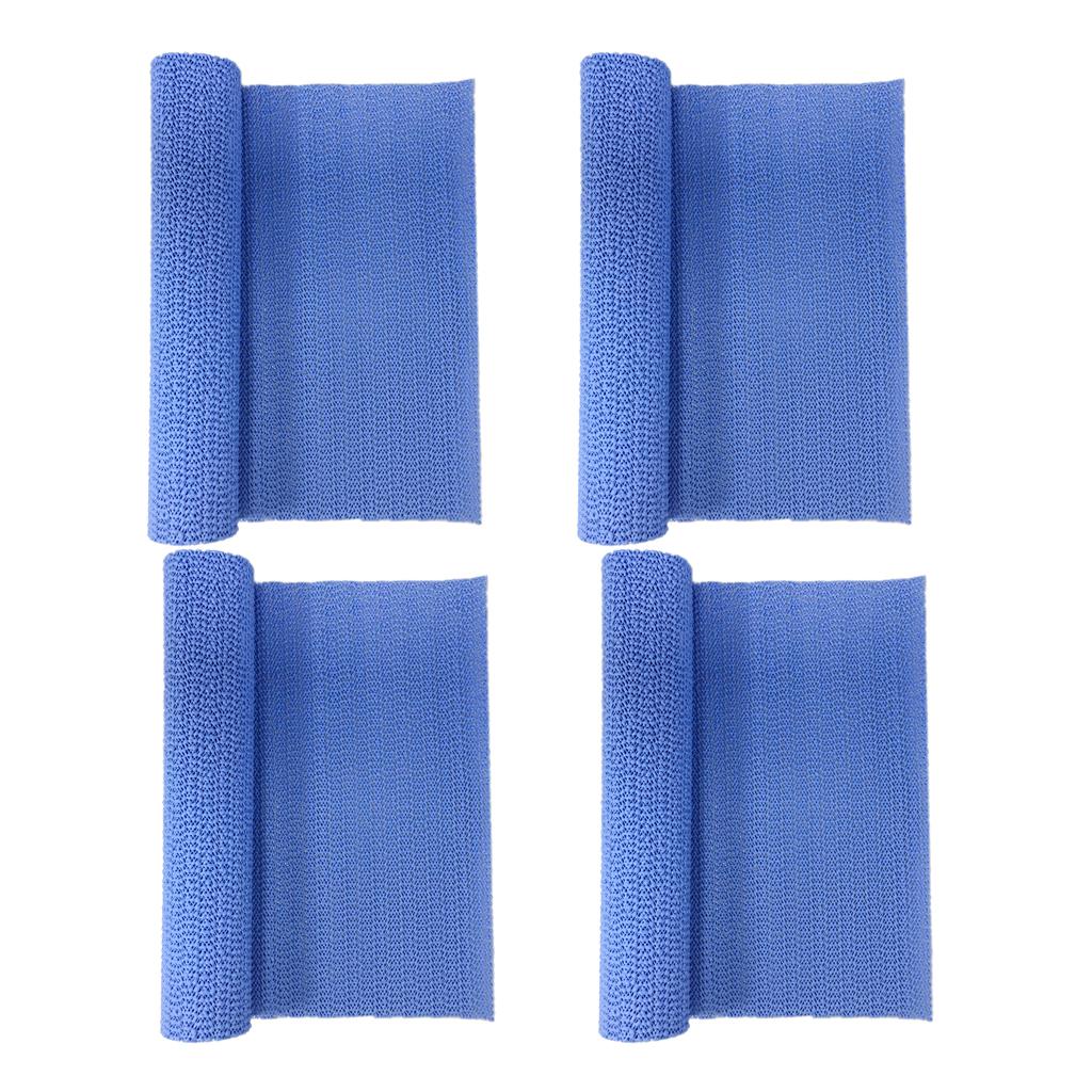 4Pcs Anti Slip Grip Pad Cupboard Cabinet Drawer Liner Mat 30x150cm Blue