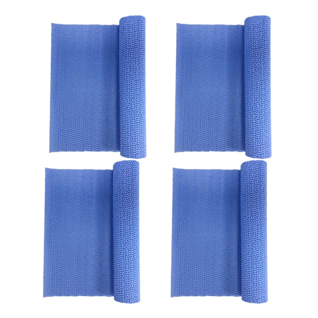 4Pcs Anti Slip Grip Pad Cupboard Cabinet Drawer Liner Mat 30x150cm Blue