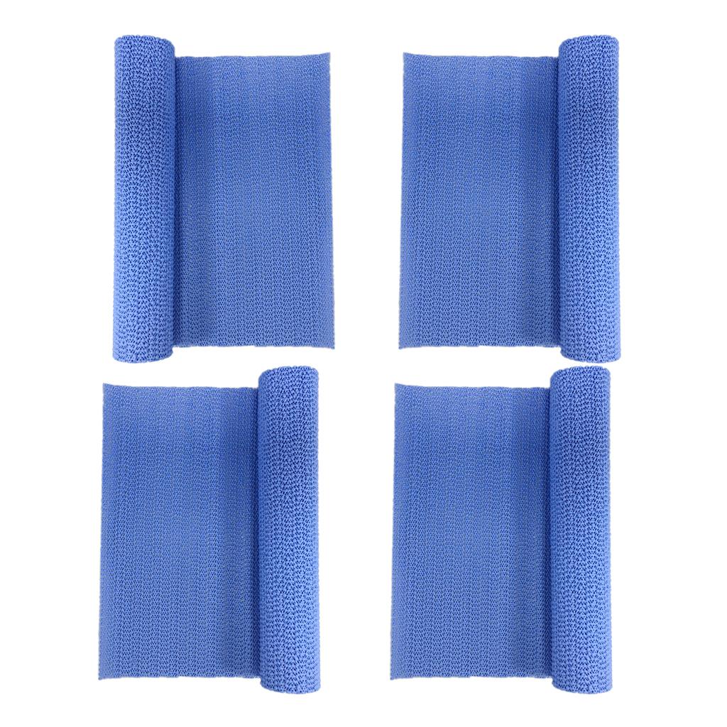4Pcs Anti Slip Grip Pad Cupboard Cabinet Drawer Liner Mat 30x150cm Blue
