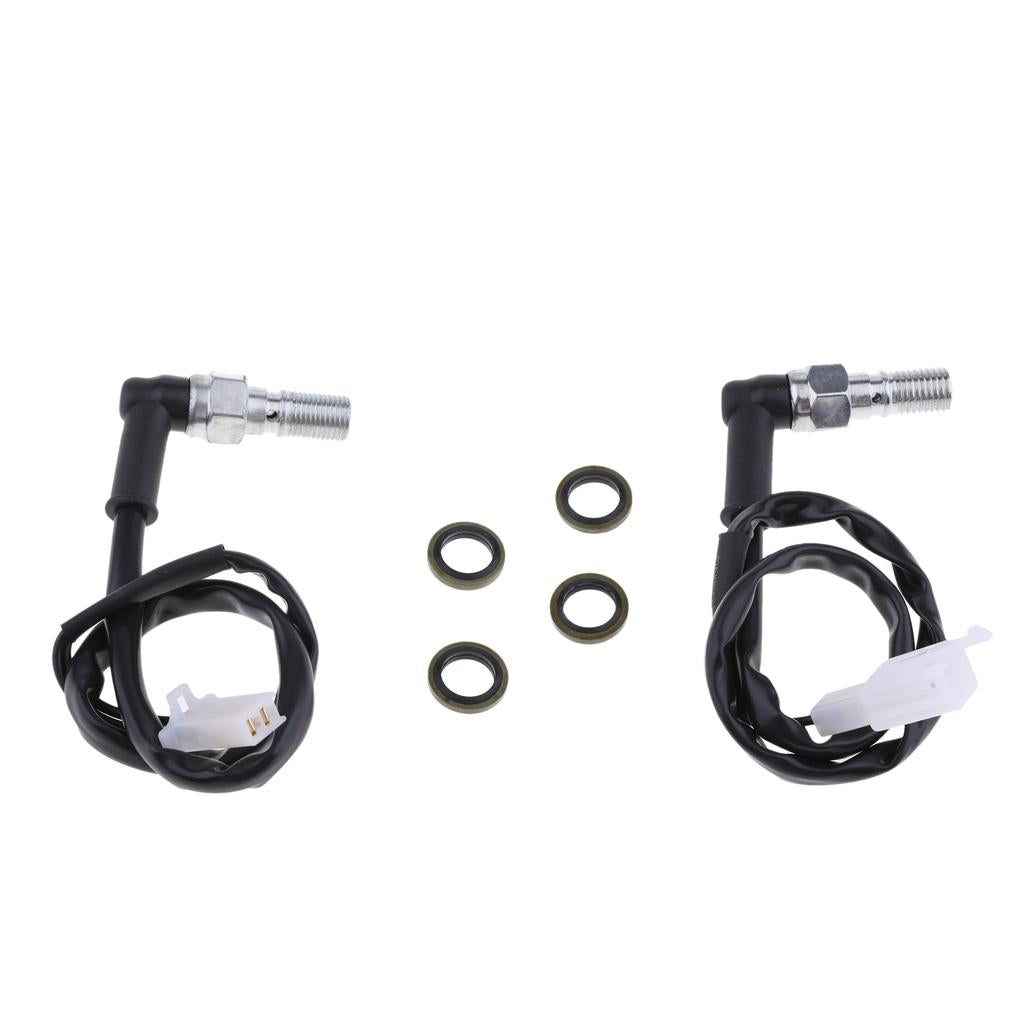 2Pcs Motorcycle Hydraulic Brake Light Pressure Switch Curved M10 1.25mm 1mm