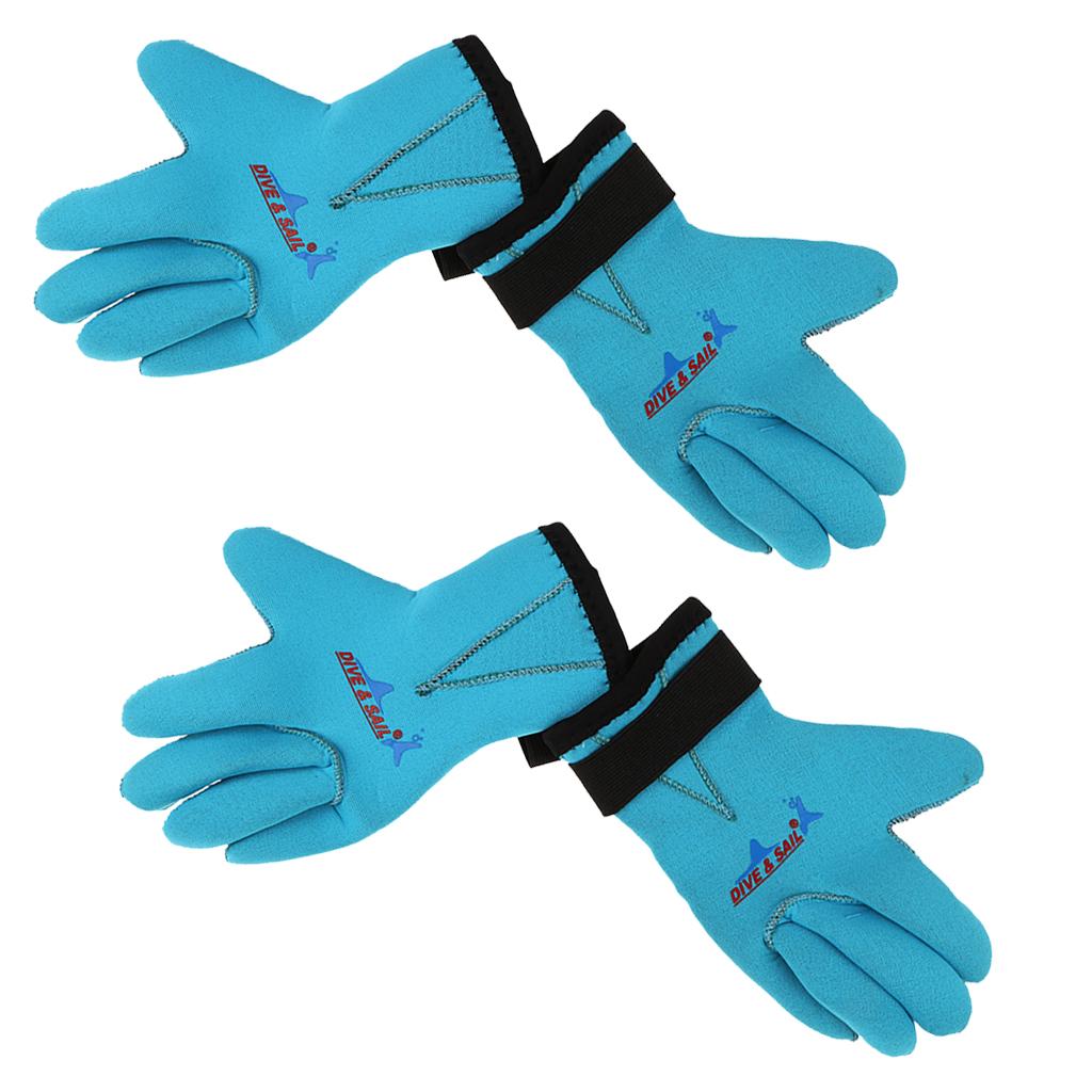 2 Pairs Kids 3mm Neoprene Scuba Diving Swimming Wetsuit Gloves S+M Blue