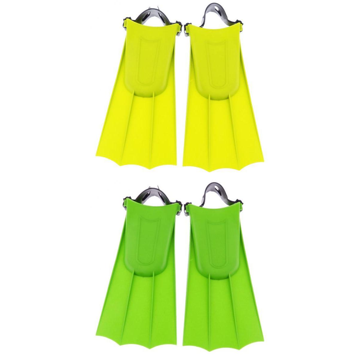 2 Pairs Adjustable Flippers Swimming Diving Training Tool Yellow+Green