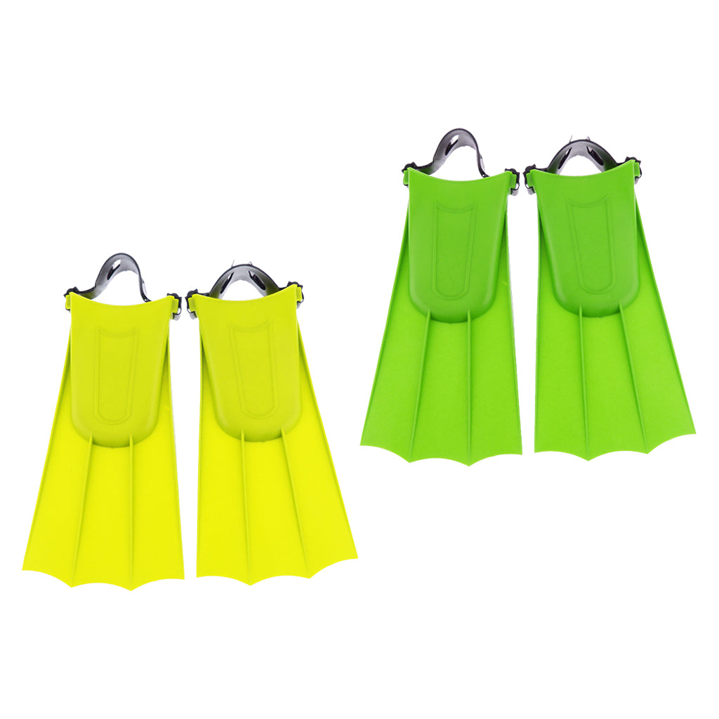 2 Pairs Adjustable Flippers Swimming Diving Training Tool Yellow+Green