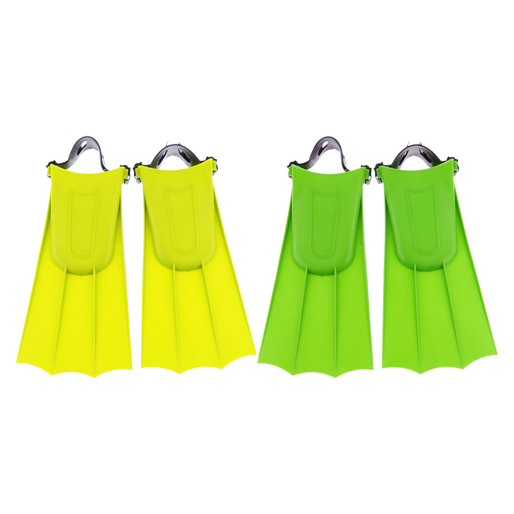 2 Pairs Adjustable Flippers Swimming Diving Training Tool Yellow+Green