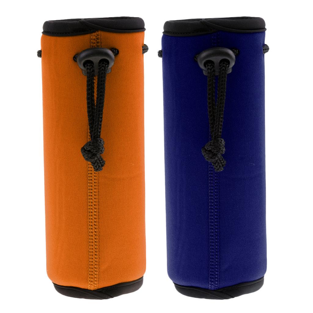 2pcs Neoprene Insulated Water Drink Bottle Cooler Carrier Cover Orange+Navy