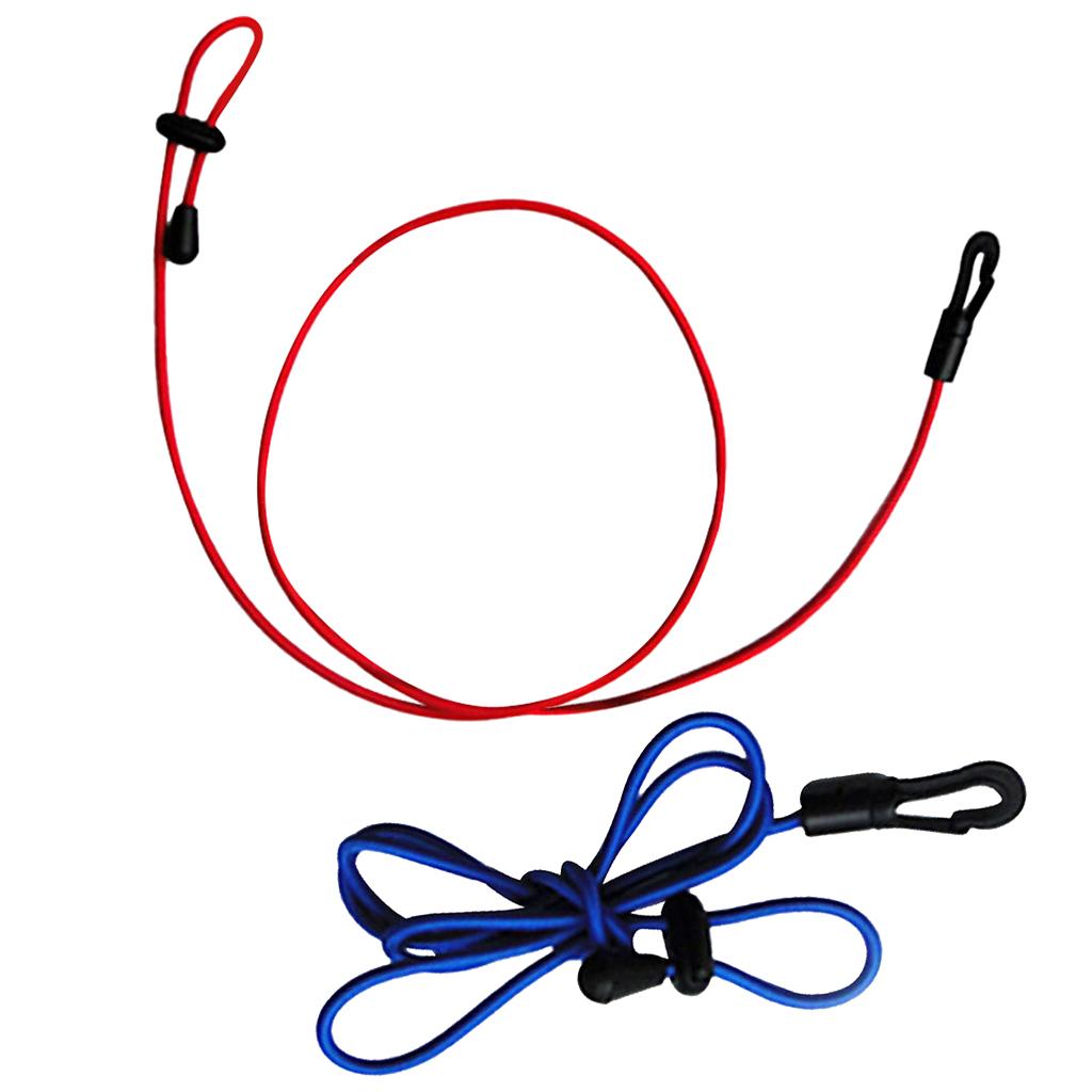 2pcs 120cm Kayak Canoe Paddle Leash Clip Safety Fishing Rod Holder Blue+Red
