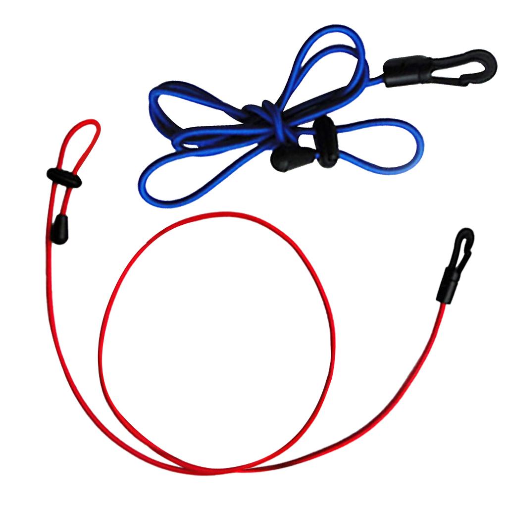 2pcs 120cm Kayak Canoe Paddle Leash Clip Safety Fishing Rod Holder Blue+Red