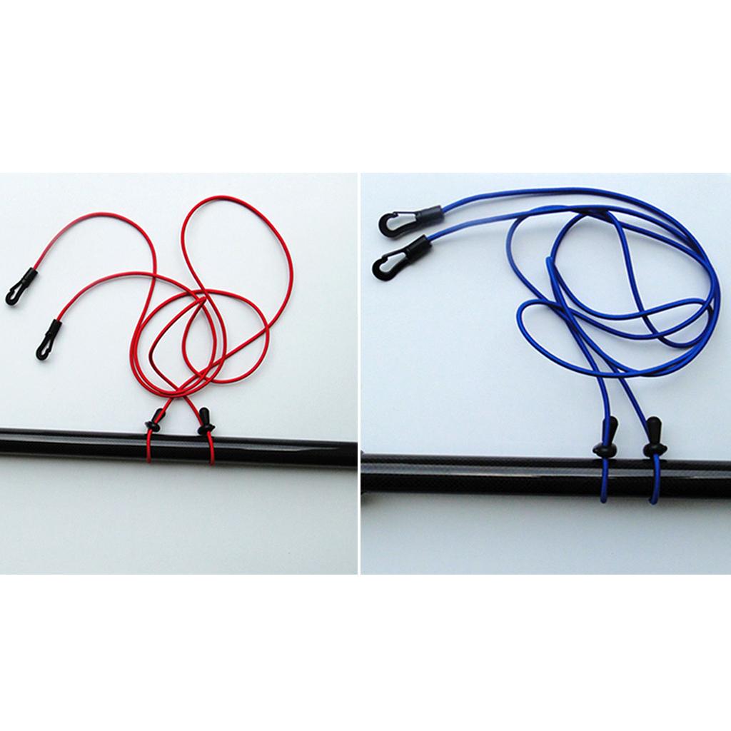 2pcs 120cm Kayak Canoe Paddle Leash Clip Safety Fishing Rod Holder Blue+Red