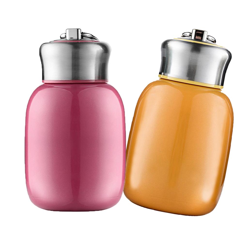 2x 200ml Kids Thermal Cup Vacuum Flasks Mini Water Bottle Travel Rose Orange