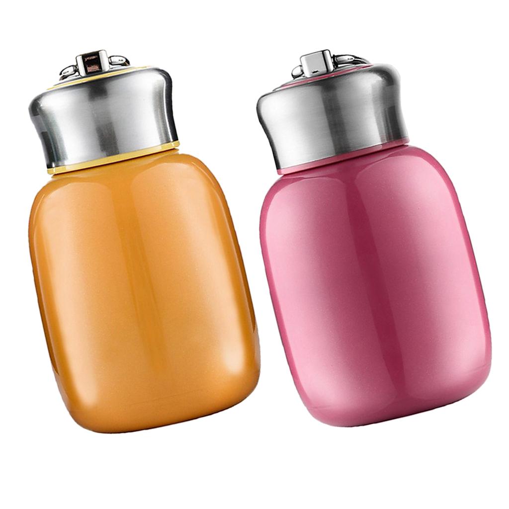 2x 200ml Kids Thermal Cup Vacuum Flasks Mini Water Bottle Travel Rose Orange