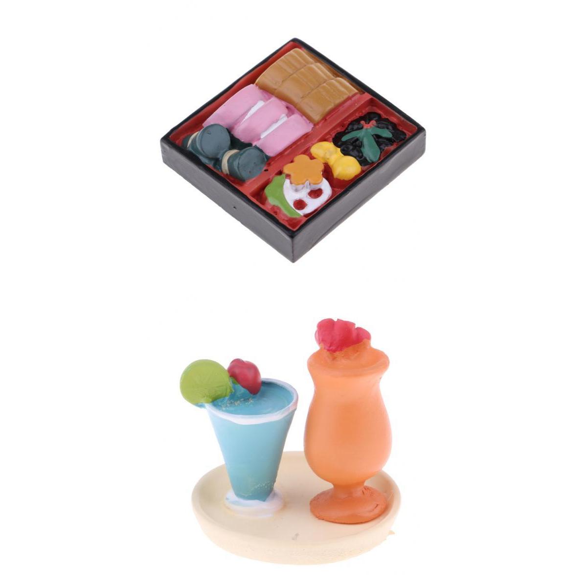 Cake Box & Juice Cup for 1:12 Dollhouse Accessories Miniature Food Decor