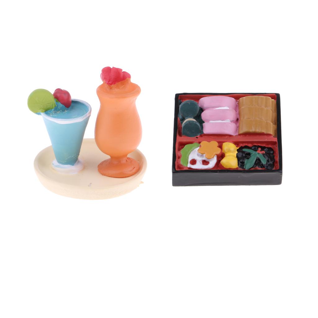 Cake Box & Juice Cup for 1:12 Dollhouse Accessories Miniature Food Decor