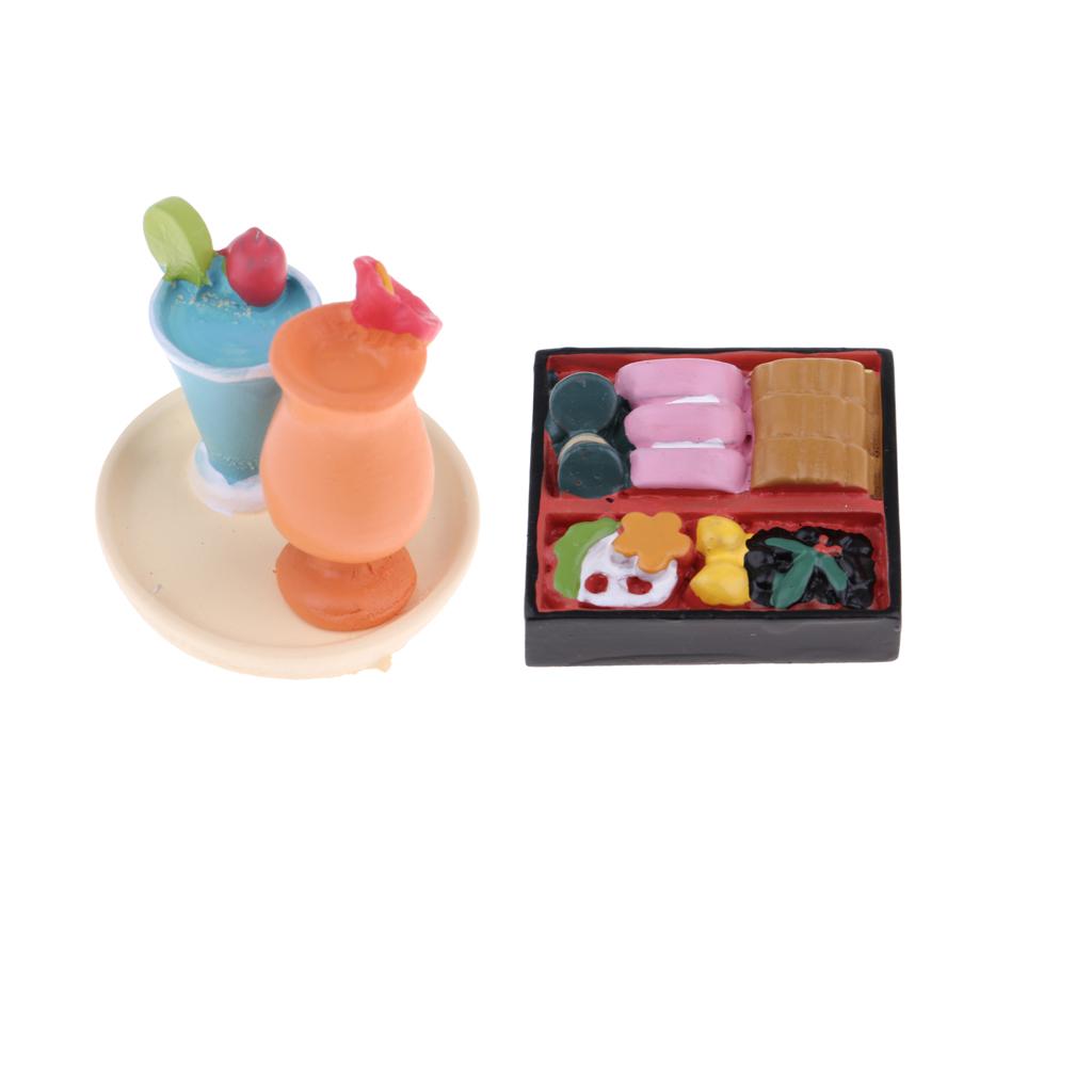 Cake Box & Juice Cup for 1:12 Dollhouse Accessories Miniature Food Decor