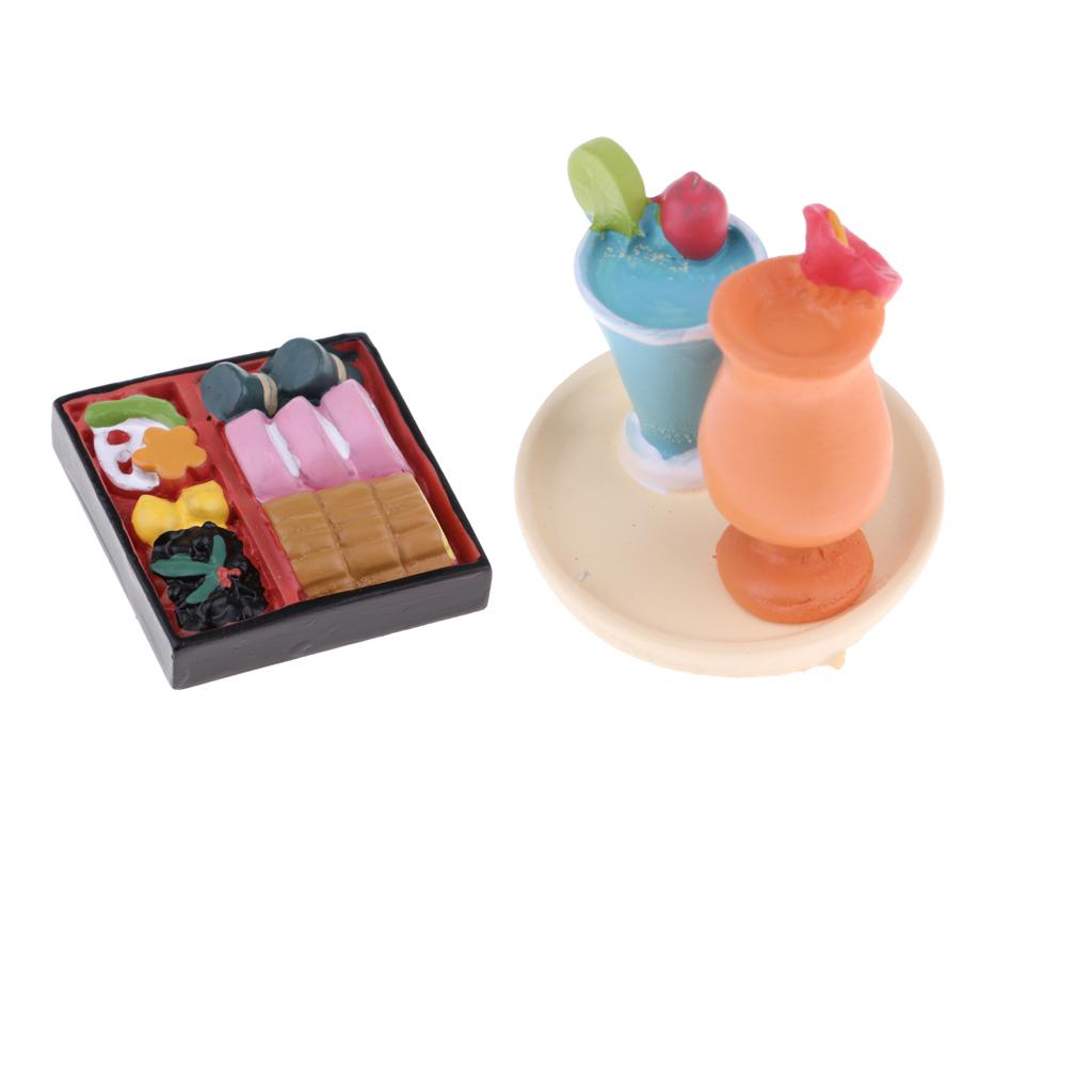 Cake Box & Juice Cup for 1:12 Dollhouse Accessories Miniature Food Decor