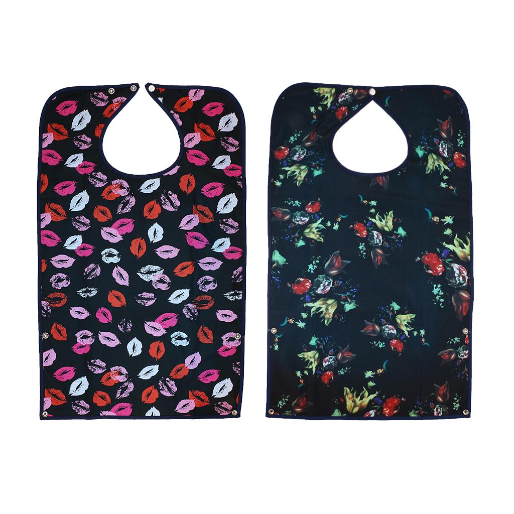 2Pieces Detachable Bib Adult Mealtime Cloth Protector Disability Aid Apron