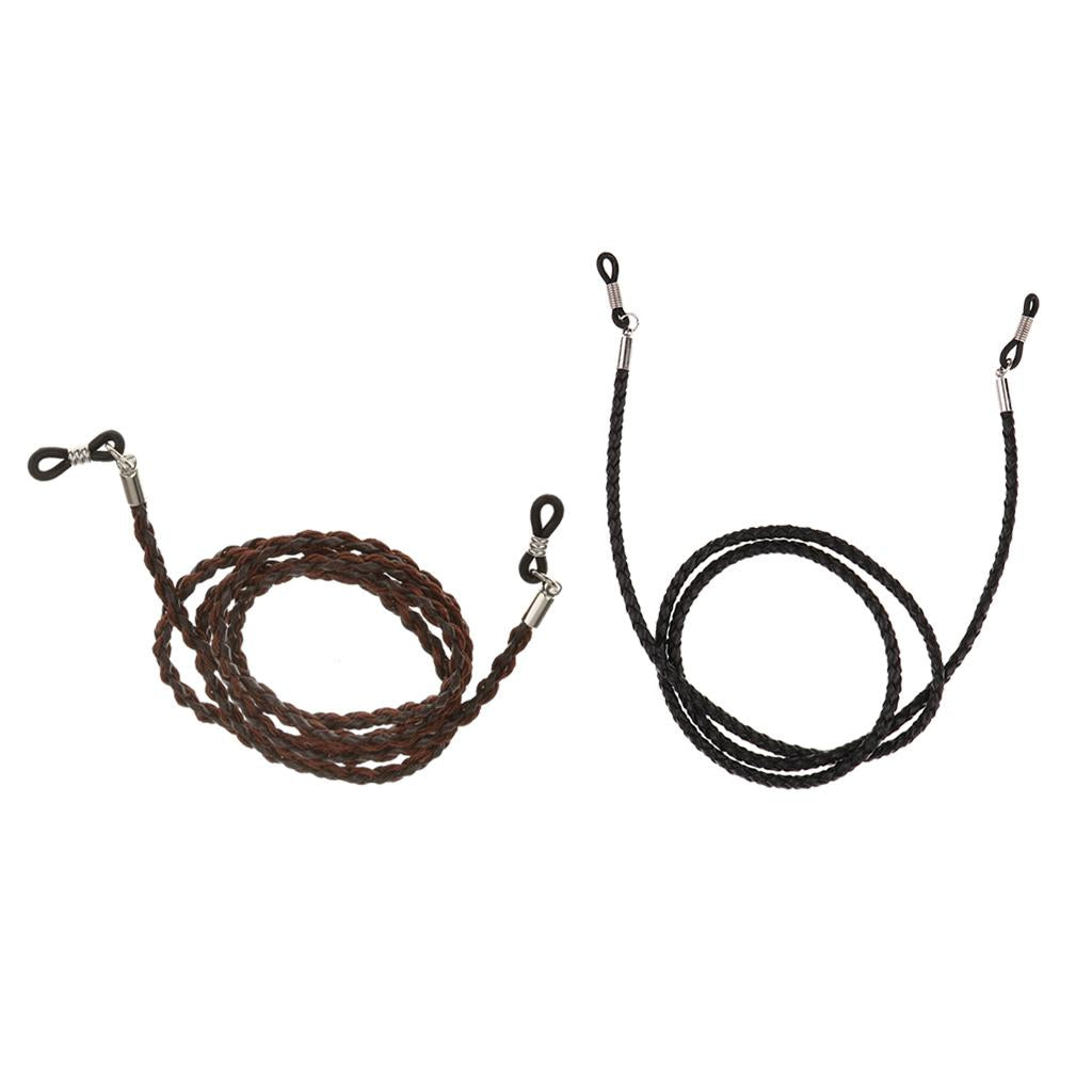 2x PU Leather Sports Eyeglasses Glasses Chain Sunglasses Holder Cord Strap
