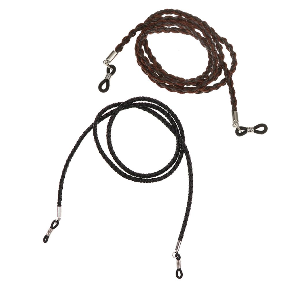 2x PU Leather Sports Eyeglasses Glasses Chain Sunglasses Holder Cord Strap