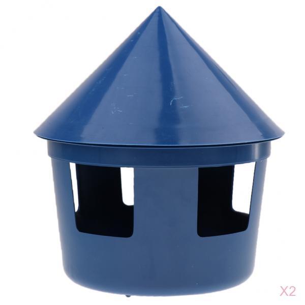 2 Pcs Plastic Parrots Bird Cage Feed Cup Container Seed Water Food Dispenser