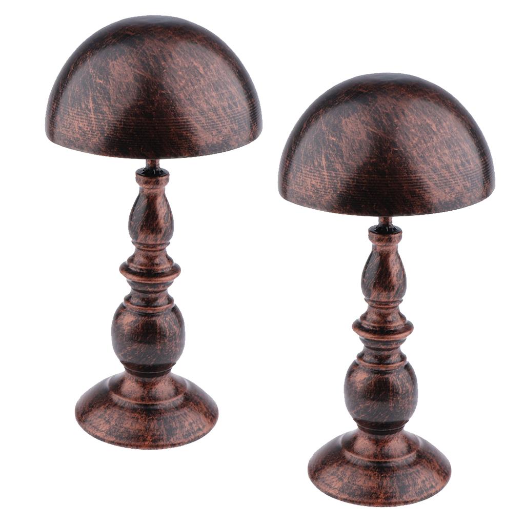 2x Retro Wig Hanger Metal Caps Display Stand Rack for All Wigs & Hats Bronze