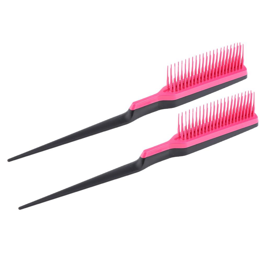 2pcs Natural Hair Brush Comb Hairdressing Barber Wigs Hairbrush Rose Red