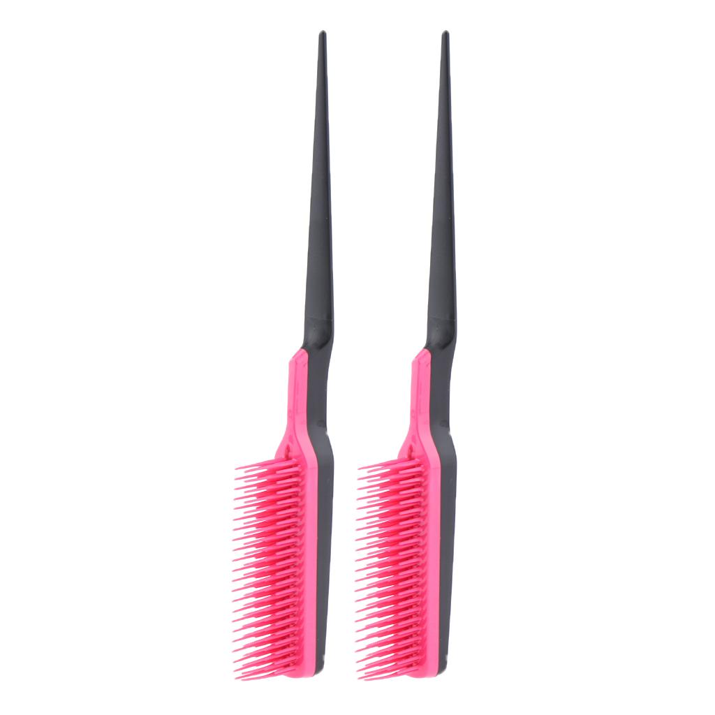 2pcs Natural Hair Brush Comb Hairdressing Barber Wigs Hairbrush Rose Red