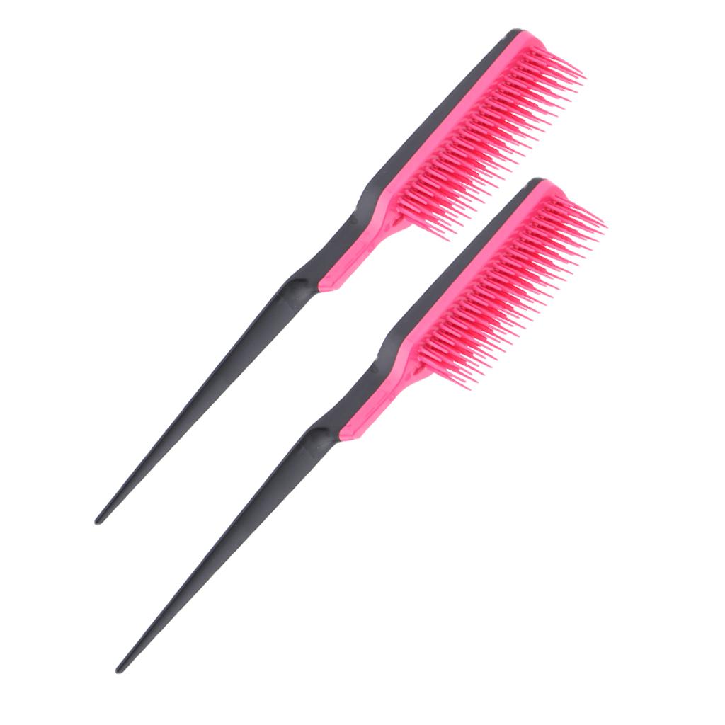 2pcs Natural Hair Brush Comb Hairdressing Barber Wigs Hairbrush Rose Red