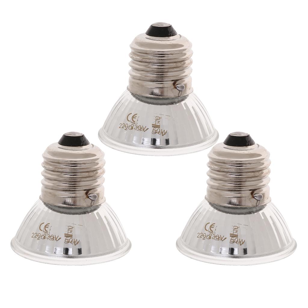 3 Pcs Pet Uva Uvb Reptile Heating Calcium Lamp Sunlamps Basking Bulb 50W
