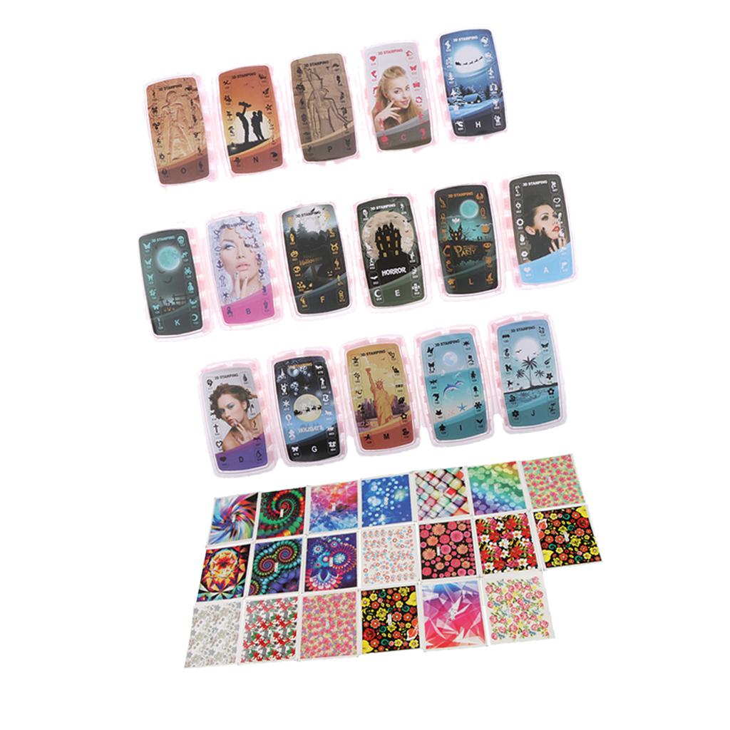 20pcs Different Styles Starry DIY Nail Art Stickers Decals&192pcs 3D Stamper
