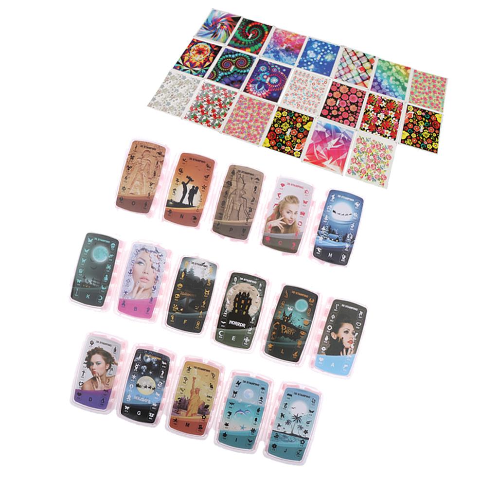20pcs Different Styles Starry DIY Nail Art Stickers Decals&192pcs 3D Stamper