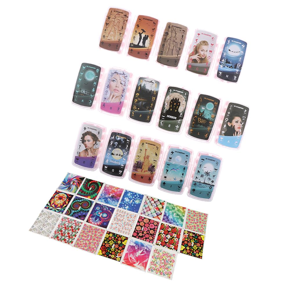 20pcs Different Styles Starry DIY Nail Art Stickers Decals&192pcs 3D Stamper
