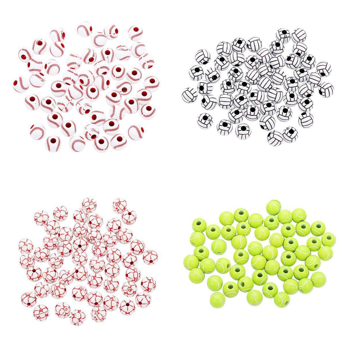 200 Pieces Round Ball Acrylic Loose Large Hole Beads for DIY Beading 12mm
