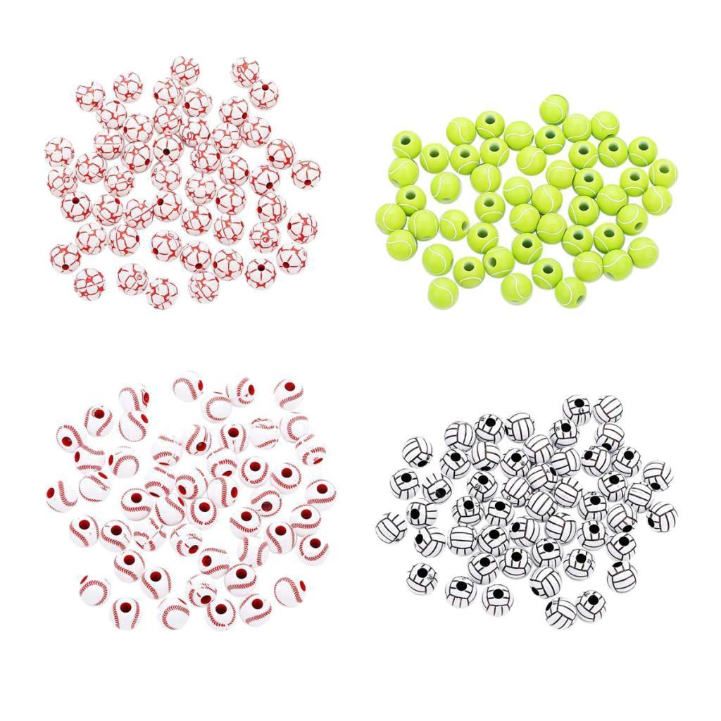 200 Pieces Round Ball Acrylic Loose Large Hole Beads for DIY Beading 12mm