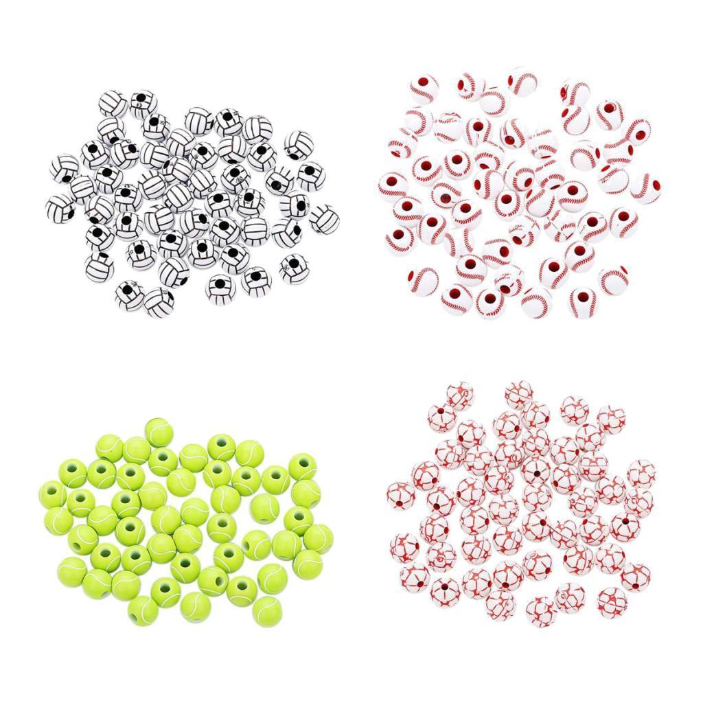 200 Pieces Round Ball Acrylic Loose Large Hole Beads for DIY Beading 12mm