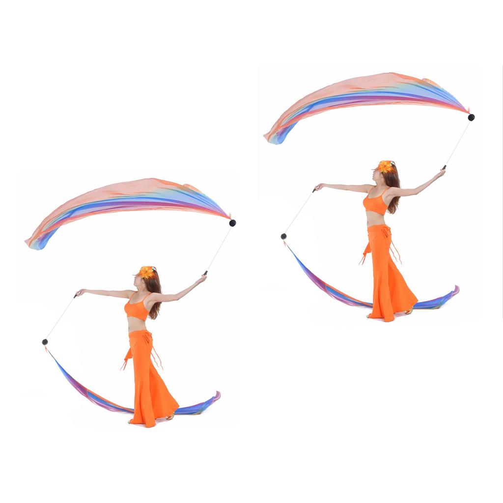 Belly Dance Silk Veil Poi Throw Balls Dance Accessories Props Orange