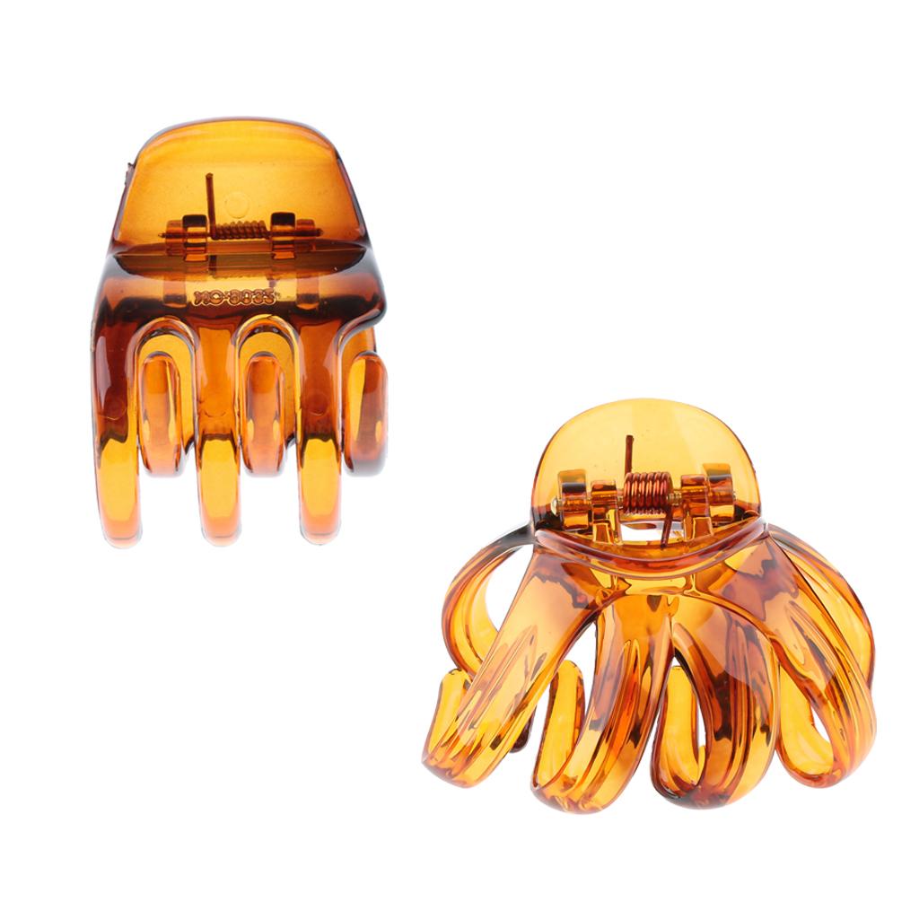 2x Hair Claw Grip Women Hair Jaw Folding Hair Clips Accessories Brown