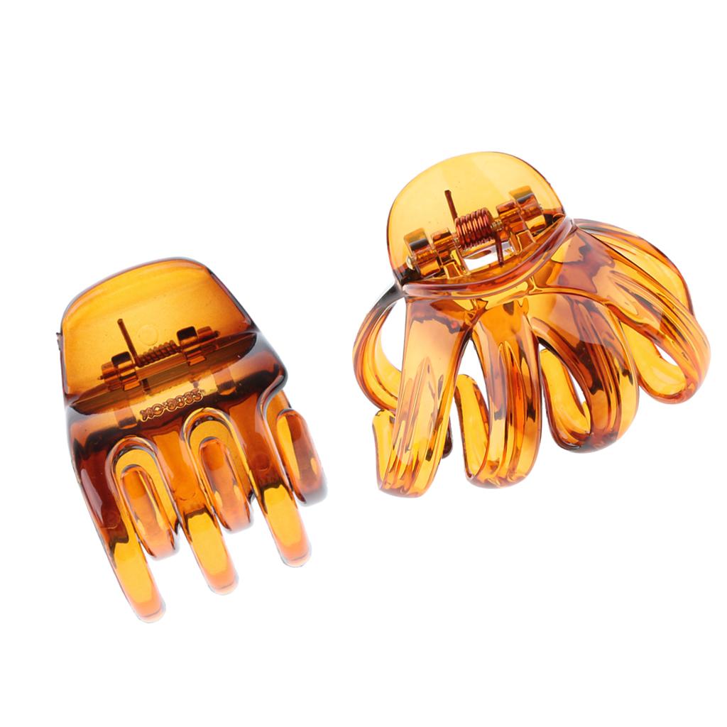 2x Hair Claw Grip Women Hair Jaw Folding Hair Clips Accessories Brown