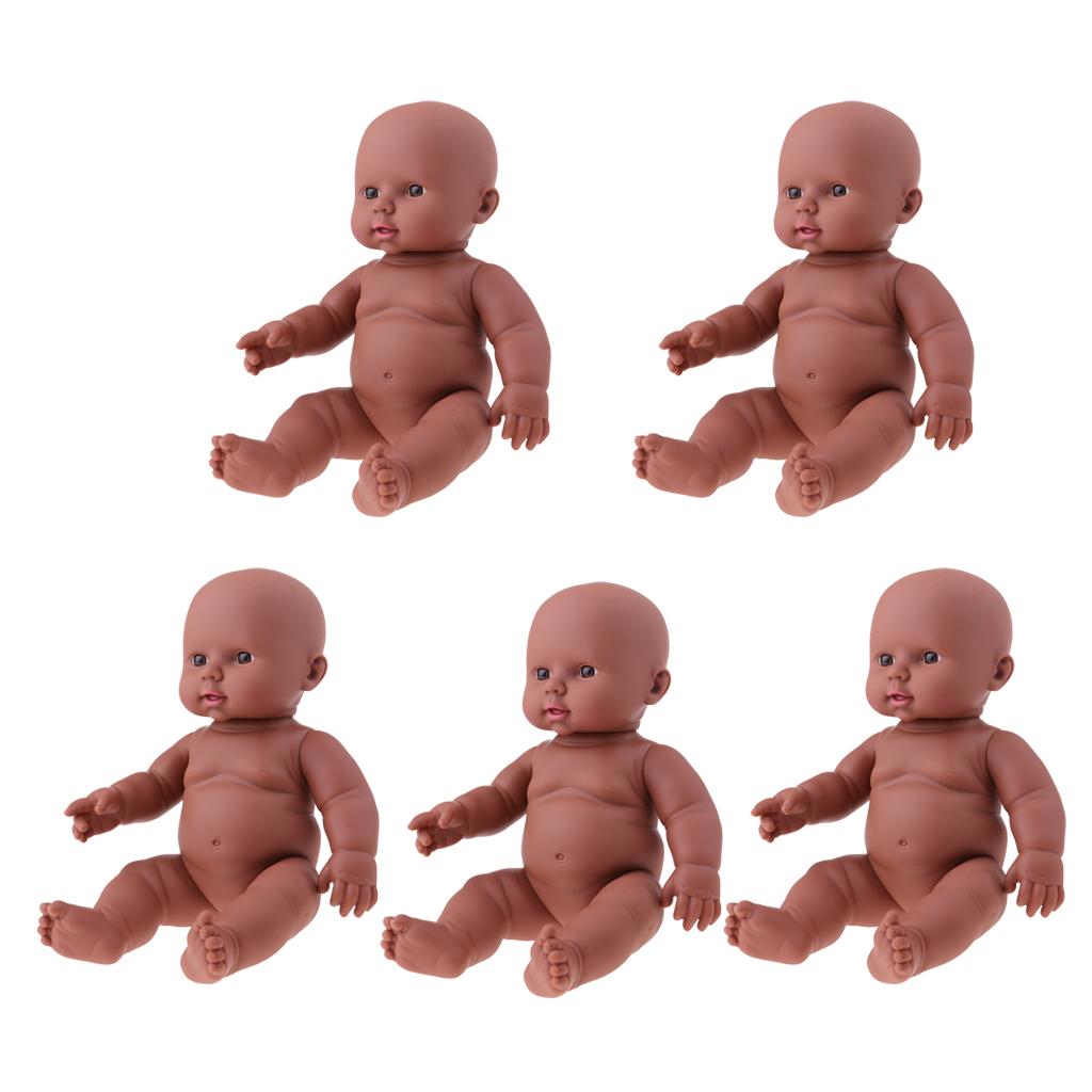 30cm Vinyl Newborn Baby Doll Kids Children Sleeping Toy Coffee Color Skin