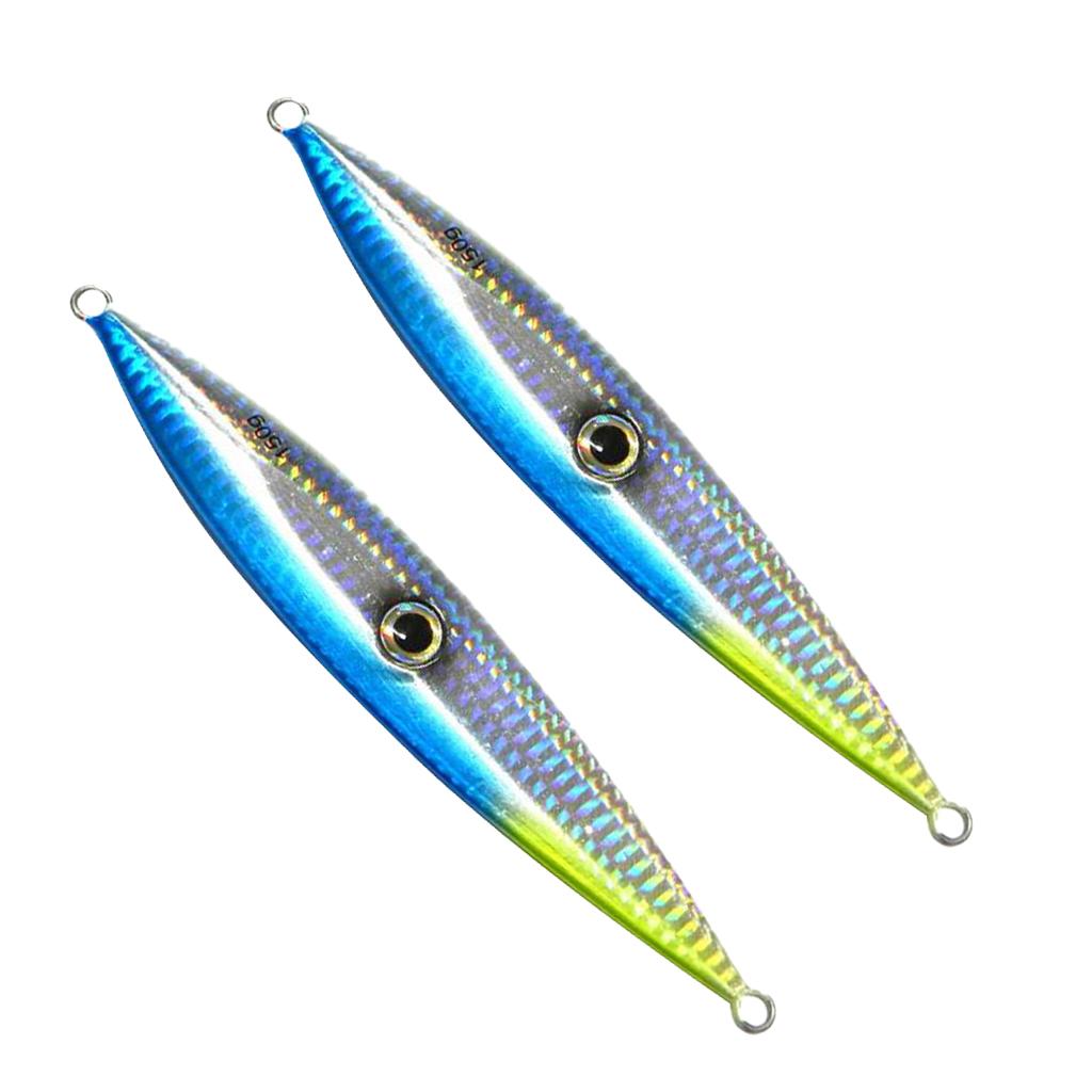 2pcs 150g Heavy Fishing Lures Metal Bait Casting Deep Spoon Bass Jig Blue
