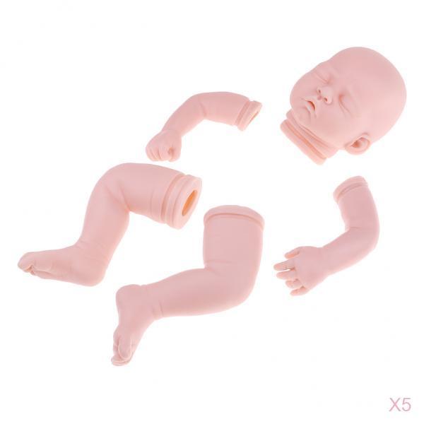 5 Set 20 Unpainted Reborn Kit Newborn Baby Doll with Head 3/4 Arms Full Leg"