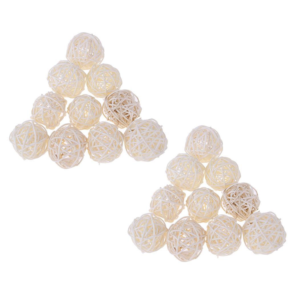20Pcs 5cm Wicker Rattan Ball Twig Orbs Balls DIY Ornaments Crafts White