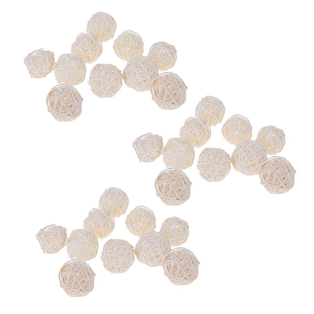 30Pcs 5cm Wicker Rattan Ball Twig Orbs Balls DIY Ornaments Crafts White