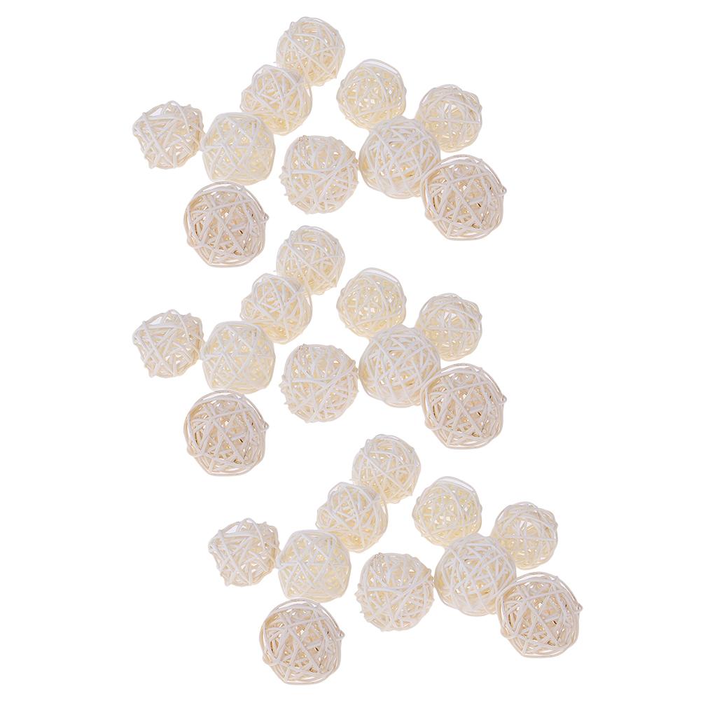 30Pcs 5cm Wicker Rattan Ball Twig Orbs Balls DIY Ornaments Crafts White