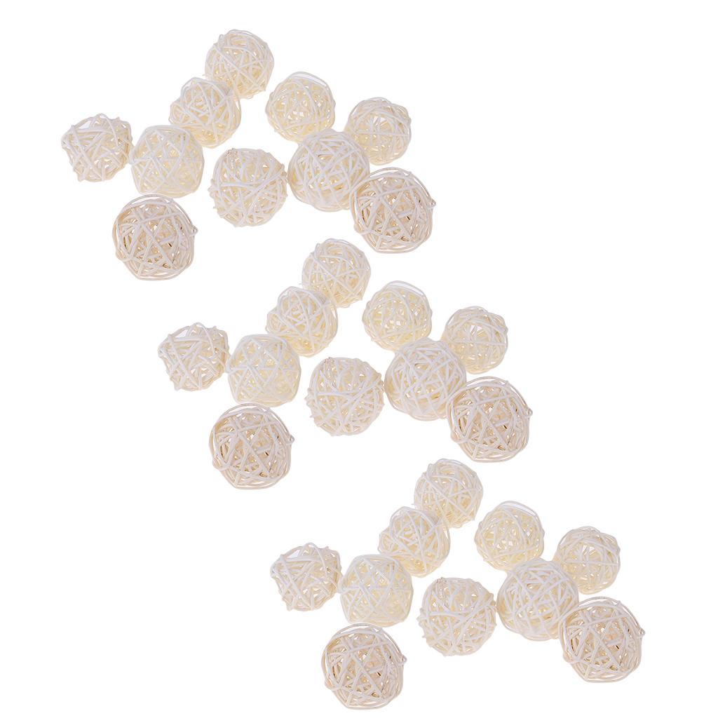 30Pcs 5cm Wicker Rattan Ball Twig Orbs Balls DIY Ornaments Crafts White