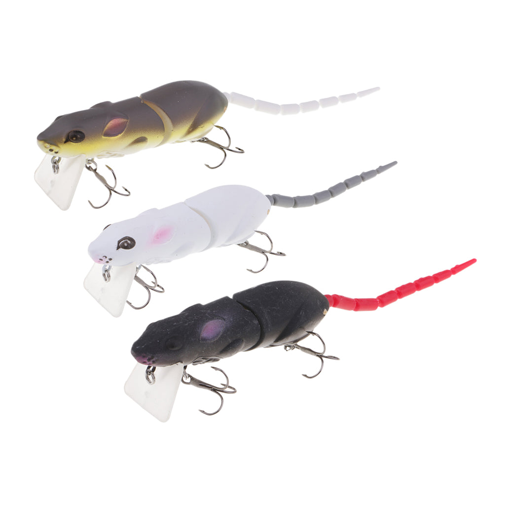 3pcs Soft Hollow Body Mice Rat Topwater Fishing Lures Bass Baits Crankbait
