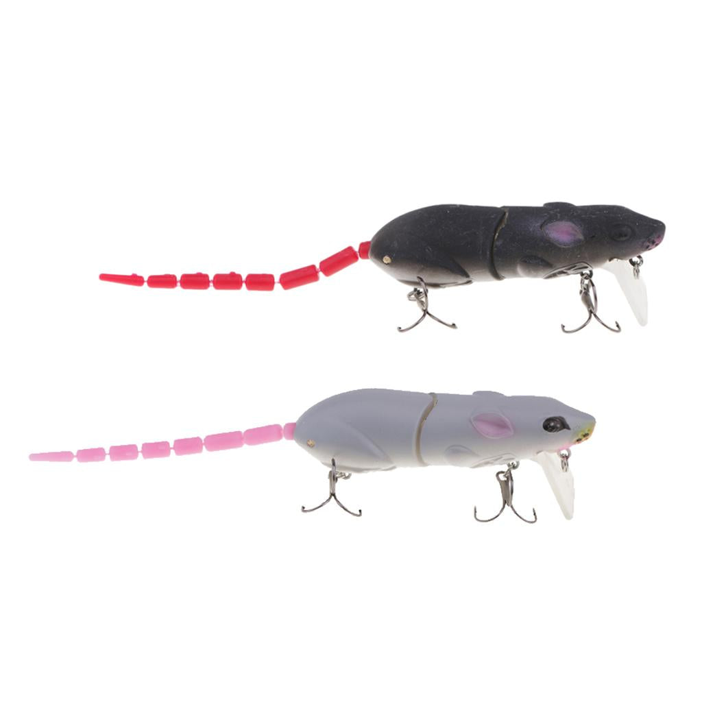 2pcs Soft Multi-joint Tail Mice Rat Lures Topwater Fishing Lure Bass Baits